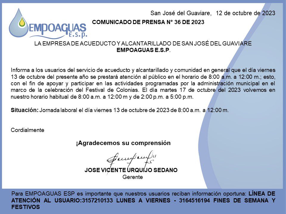 Comunicado de Prensa N°36 de 2023