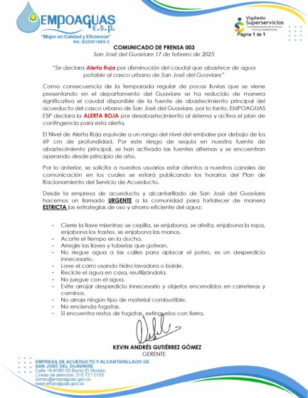 Comunicado de prensa 003