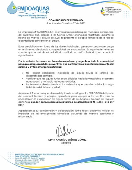 Comunicado de prensa 004